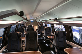 Die Sitzplätze der 1. Wagenklasse im IC-Zug